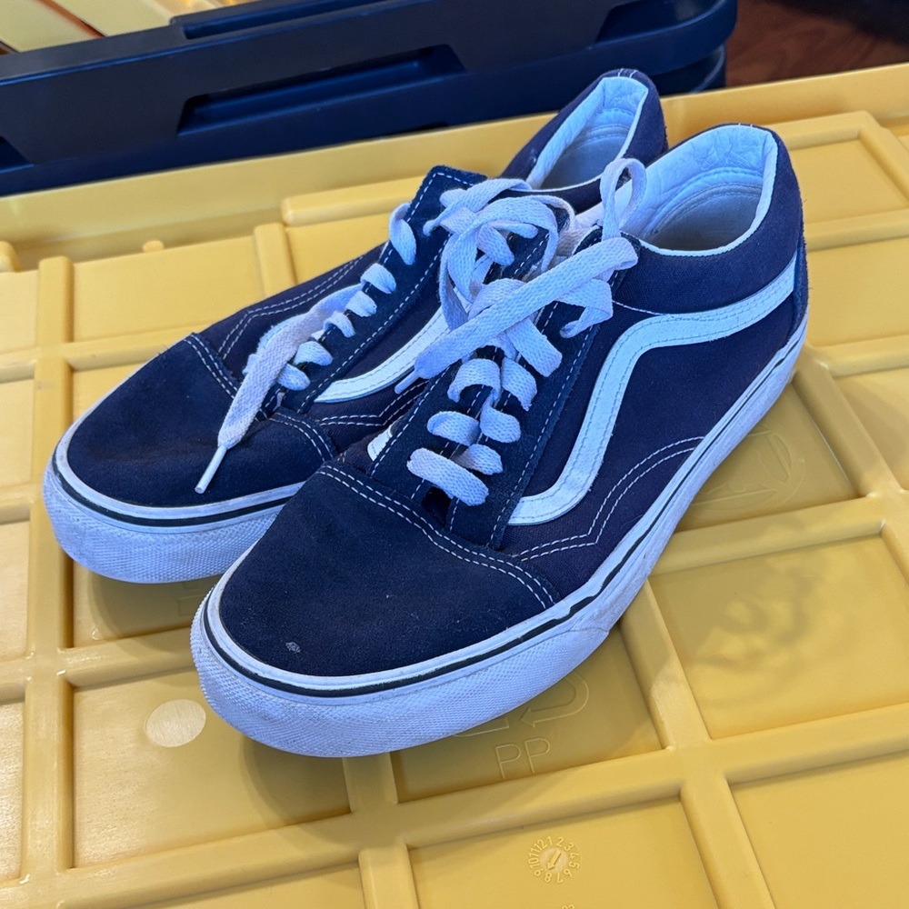 Vans Navy and White Low-Top Sneakers